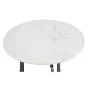 Rand Side Table  - White Marble & Black