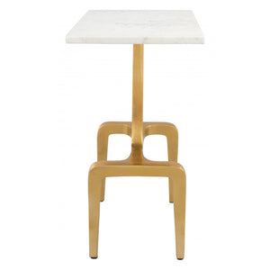 Clement Side Table  - White Marble & Gold