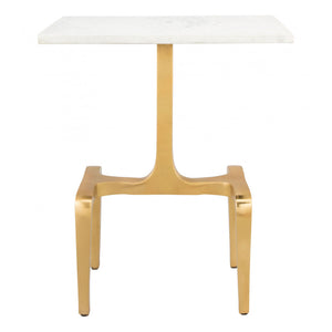 Clement Side Table  - White Marble & Gold