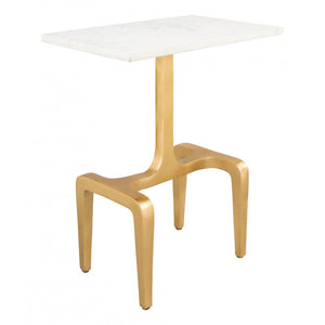 Clement Side Table  - White Marble & Gold