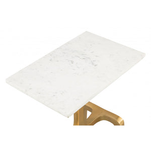 Clement Side Table  - White Marble & Gold