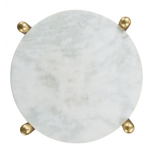Mina Side Table  - White Marble, Wood & Gold