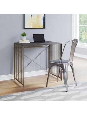 Zemo Desk Gray & Antique Gold