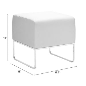 Plush Ottoman White - White