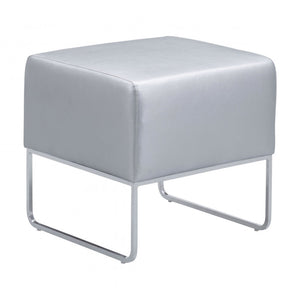 Plush Ottoman Silver - Silver