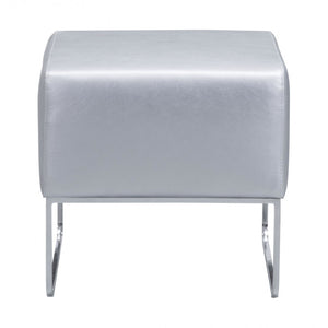 Plush Ottoman Silver - Silver