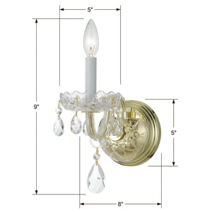 Traditional Crystal 1 Light Hand Cut Crystal Polished Chrome Sconce