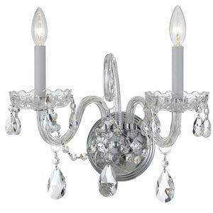 Traditional Crystal 2 Light Hand Cut Crystal Polished Chrome Sconce