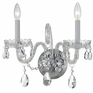 Traditional Crystal 2 Light Hand Cut Crystal Polished Chrome Sconce