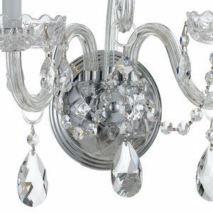 Traditional Crystal 2 Light Hand Cut Crystal Polished Chrome Sconce