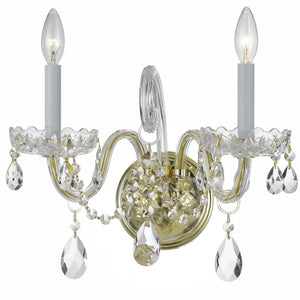Traditional Crystal 2 Light Hand Cut Crystal Polished Chrome Sconce