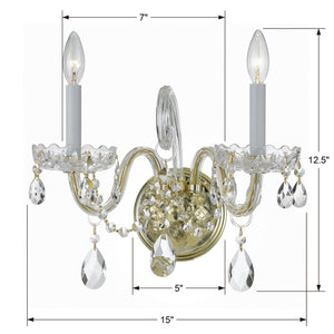 Traditional Crystal 2 Light Hand Cut Crystal Polished Chrome Sconce