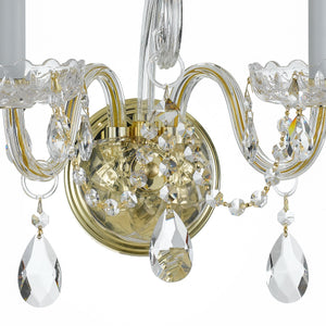 Traditional Crystal 2 Light Hand Cut Crystal Polished Chrome Sconce