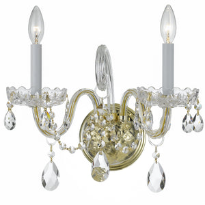 Traditional Crystal 2 Light Hand Cut Crystal Polished Chrome Sconce