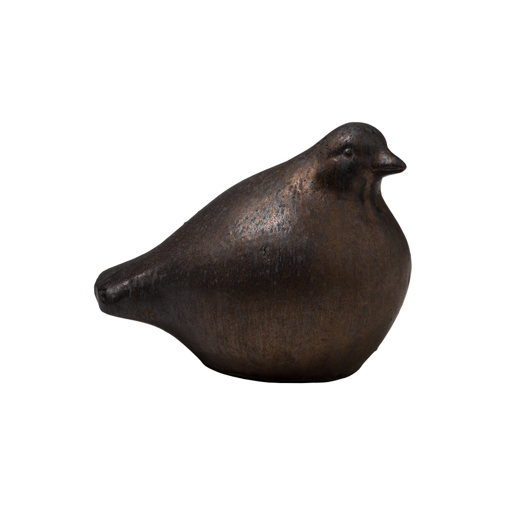 Decorative Ceramic Quail Sculpture with Metallic Glaze  – Small