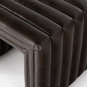 AUGUSTINE 21" OTTOMAN-RICH BROWN LEATHER