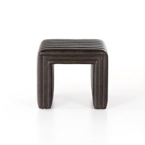 AUGUSTINE 21" OTTOMAN-RICH BROWN LEATHER