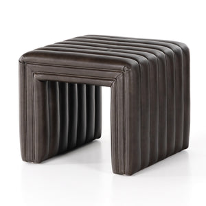 AUGUSTINE 21" OTTOMAN-RICH BROWN LEATHER