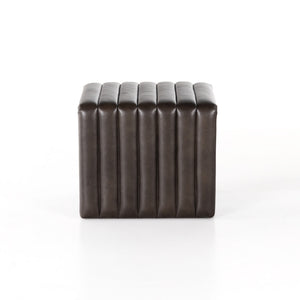AUGUSTINE 21" OTTOMAN-RICH BROWN LEATHER