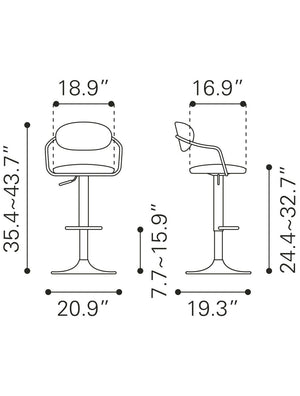 Gusto Bar Chair White & Gold