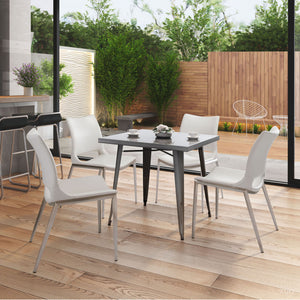 Ace Brushed Stainless Steel Dining Chair (Set of 2) - White