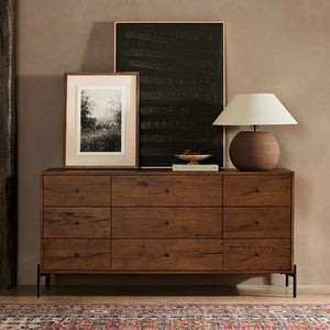 Eaton 9 Drawer Dresser-Amber Oak Resin