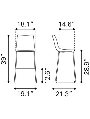 Smart Bar Chair (Set of 2) Charcoal