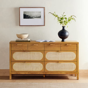 Allegra 8 Drawer Dresser-Natural Cane