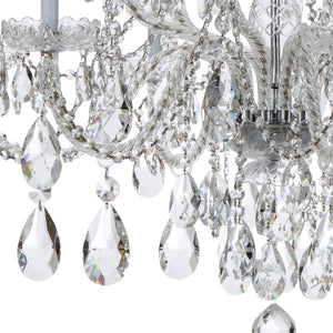Traditional Crystal 12 Light Hand Cut Crystal Polished Chrome Chandelier