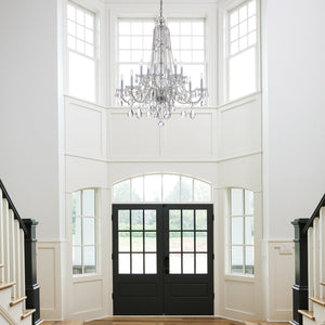 Traditional Crystal 12 Light Hand Cut Crystal Polished Chrome Chandelier