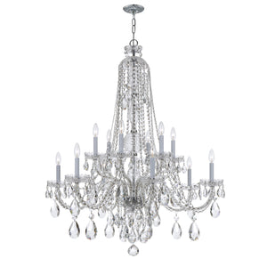 Traditional Crystal 12 Light Hand Cut Crystal Polished Chrome Chandelier