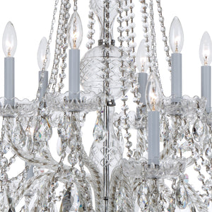 Traditional Crystal 12 Light Hand Cut Crystal Polished Chrome Chandelier