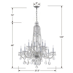 Traditional Crystal 12 Light Hand Cut Crystal Polished Chrome Chandelier