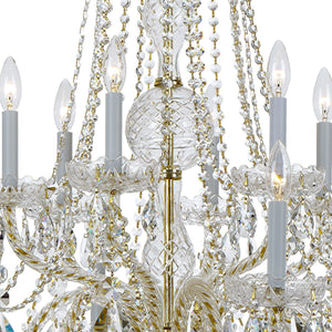 Traditional Crystal 12 Light Hand Cut Crystal Polished Chrome Chandelier