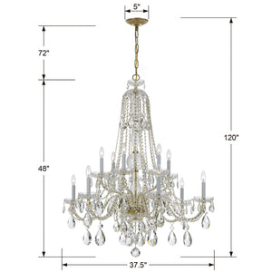 Traditional Crystal 12 Light Hand Cut Crystal Polished Chrome Chandelier