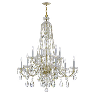 Traditional Crystal 12 Light Hand Cut Crystal Polished Chrome Chandelier