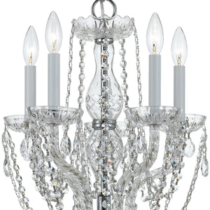 Traditional Crystal 5 Light Hand Cut Crystal Polished Chrome Mini Chandelier