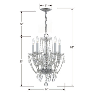 Traditional Crystal 5 Light Hand Cut Crystal Polished Chrome Mini Chandelier