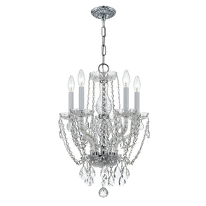 Traditional Crystal 5 Light Hand Cut Crystal Polished Chrome Mini Chandelier