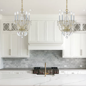 Traditional Crystal 5 Light Hand Cut Crystal Polished Chrome Mini Chandelier