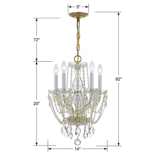 Traditional Crystal 5 Light Hand Cut Crystal Polished Chrome Mini Chandelier