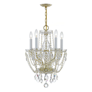 Traditional Crystal 5 Light Hand Cut Crystal Polished Chrome Mini Chandelier
