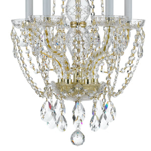 Traditional Crystal 5 Light Hand Cut Crystal Polished Chrome Mini Chandelier