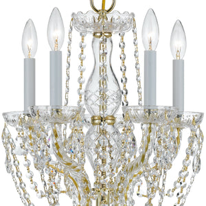 Traditional Crystal 5 Light Hand Cut Crystal Polished Chrome Mini Chandelier