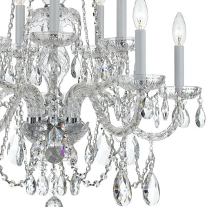 Traditional Crystal 10 Light Hand Cut Crystal Polished Chrome Chandelier