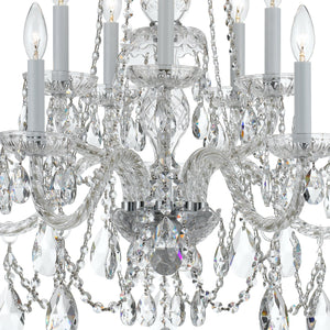 Traditional Crystal 10 Light Hand Cut Crystal Polished Chrome Chandelier