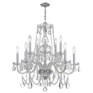Traditional Crystal 10 Light Hand Cut Crystal Polished Chrome Chandelier