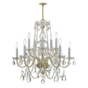 Traditional Crystal 10 Light Hand Cut Crystal Polished Chrome Chandelier