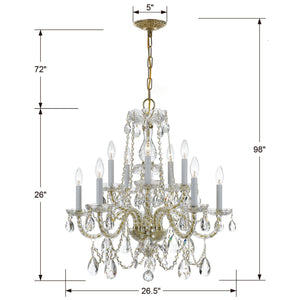 Traditional Crystal 10 Light Hand Cut Crystal Polished Chrome Chandelier