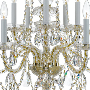 Traditional Crystal 10 Light Hand Cut Crystal Polished Chrome Chandelier